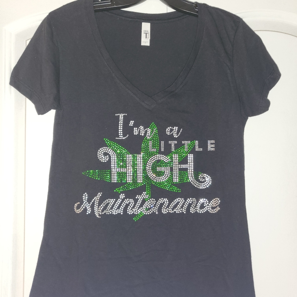 Rhinestone V-Neck T-shirt